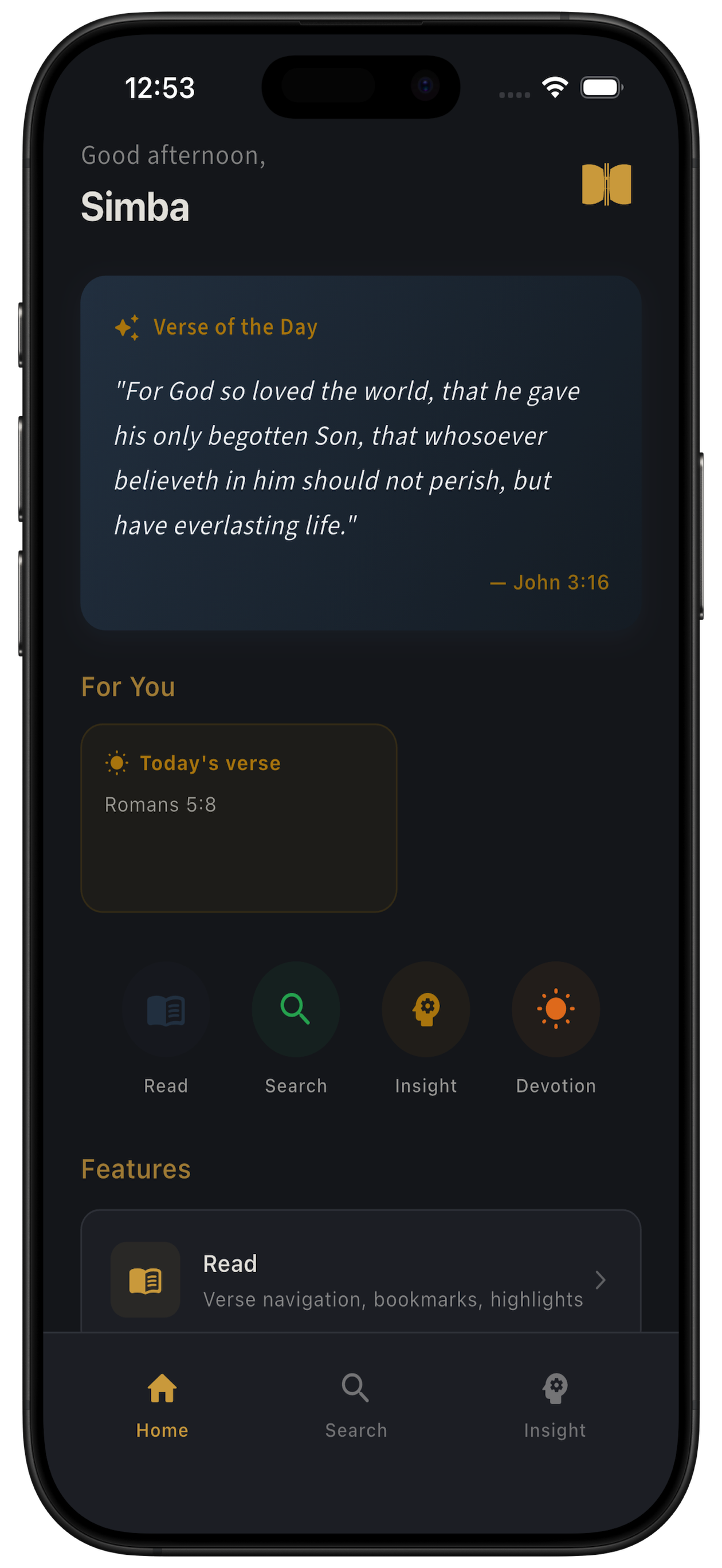 Scriptura Home Screen